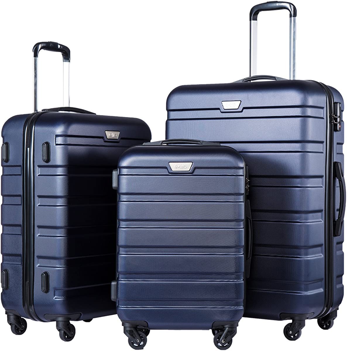 Coolife Luggage 3 Piece Set Suitcase Spinner Hardshell Lightweight TSA Lock 4 Piece Set - Image 1